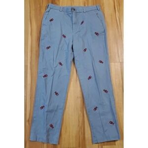 Brooks Brothers Men Over All Lobster Chino Pants 36x32 Embroidered Steel Blue